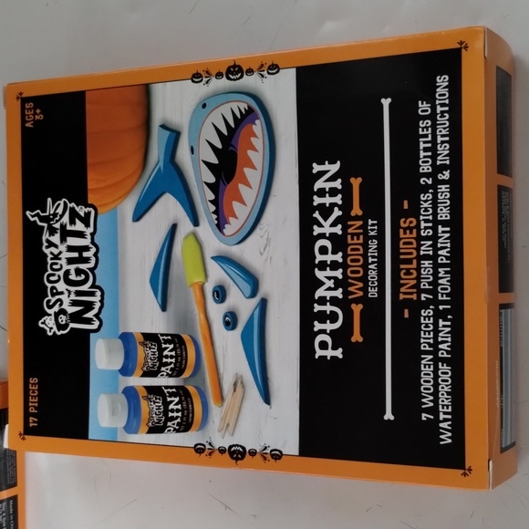 Set of 2 Spooky Nightz Pumpkin Decorating Kits Shark & Frankenstein Bride Mermai - Picture 5 of 5